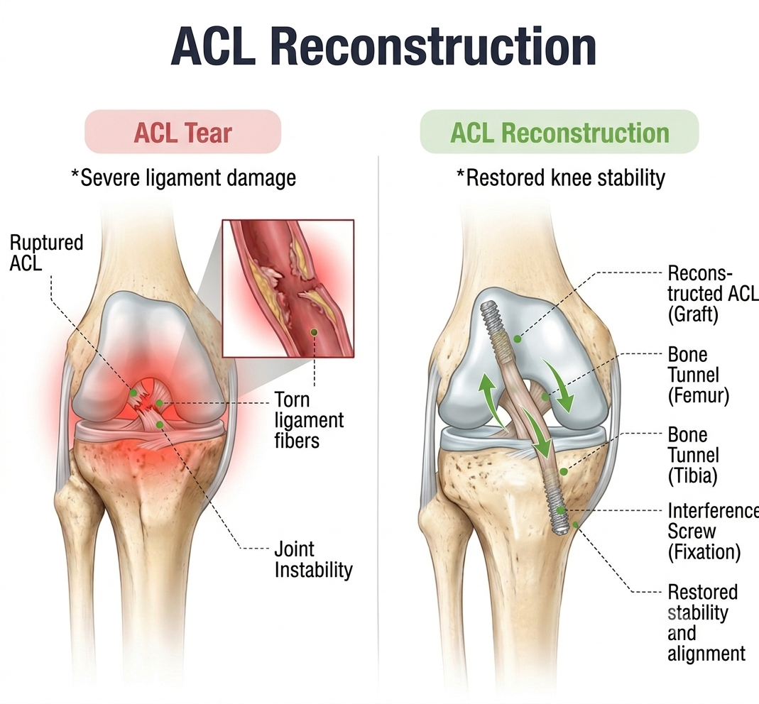 ACL Reconstruction Surgery — anatomy diagram
